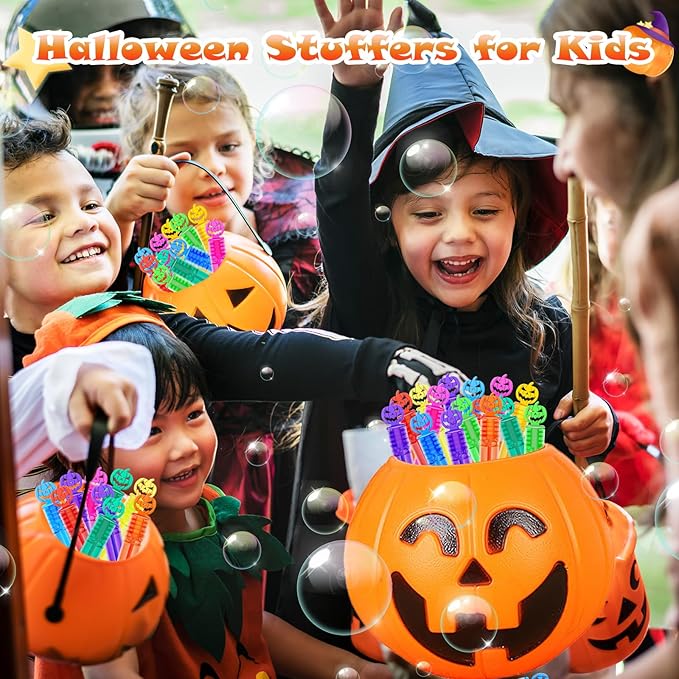 300 Piece Halloween Party Favor Bubbles, Halloween Bubble Wands Bulk for Kids Party Favor Supplies, Trick or Treat Goodie Bags, School Classroom Game Rewards, Halloween Miniatures