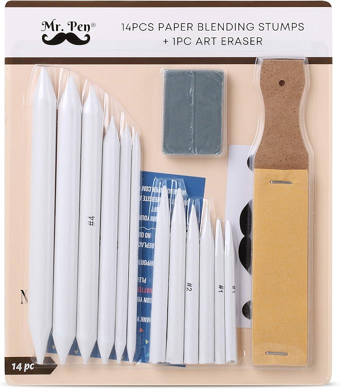 Mr. Pen - 14 Pack of Blending Stumps, Art Eraser, Blending Sticks for Drawing, Shading Pencils for Sketching
