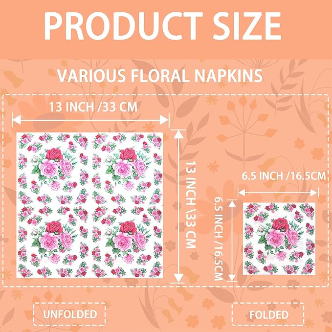 Decoupage Napkins Assorted Floral 27 Pack 9 Styles for DIY Crafting Birthday Party ， Decorative Decoupage Napkins Cocktail Paper ，Each Unfolded 13 Inch (Colorful Floral)