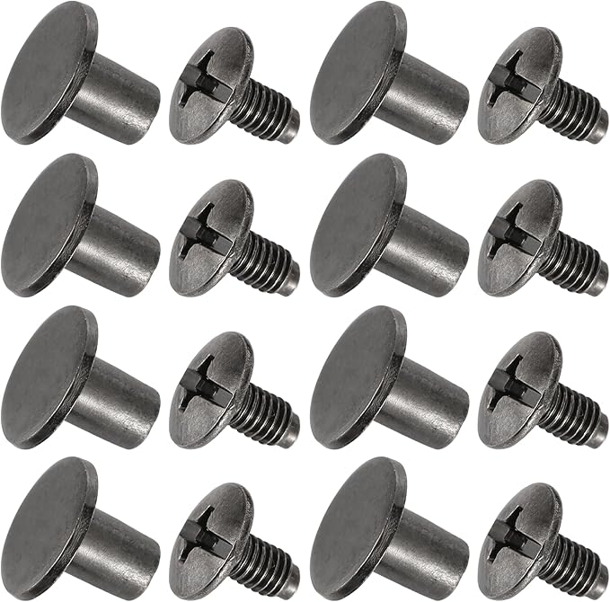 YORANYO 150 Sets 8MM Chicago Screws Leather Rivets for Fabric Chicago Binding Screws Buttons Metal Studs Rivets for Decorate and Repair Belts Bags Shoes Purse Dog Collar Leather Craft (Gun-Metal)