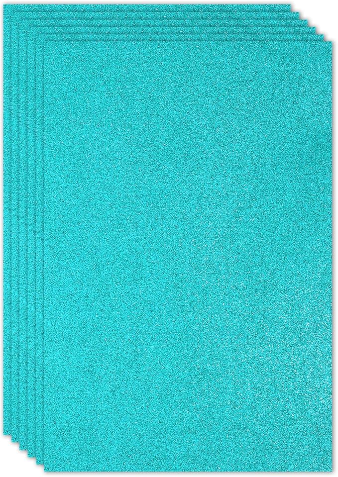 PATIKIL 2mm(1/10") Thick Non Adhesive Glitter Foam Sheet 16x24inch(40x60cm) Blue Green, EVA Shiny Foam Board for Craft, 6 Pcs