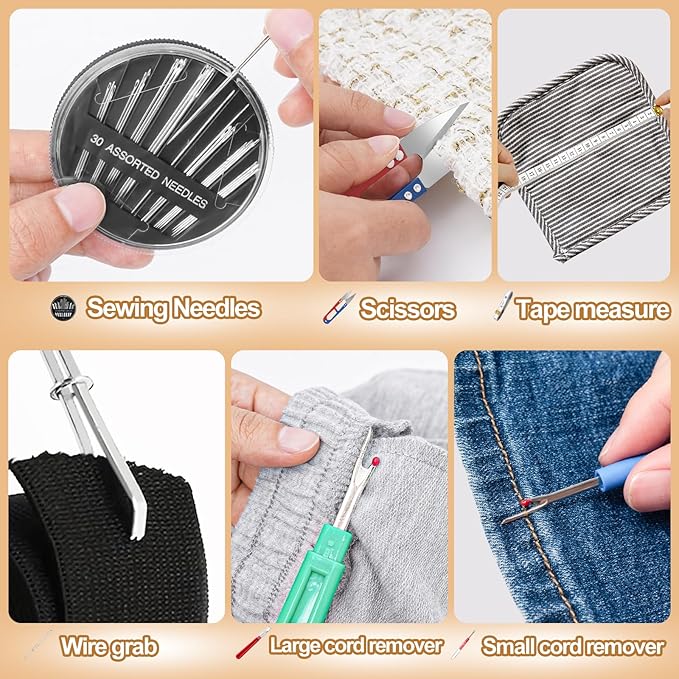 CousDUoBe Sewing Thimble Kit,thimbles for Hand Sewing，Needle threaders，Seam Rippers for Sewing，Measuring Tape and Thread Snips, Hand Embroidery Craft（Complete Sewing Kit）