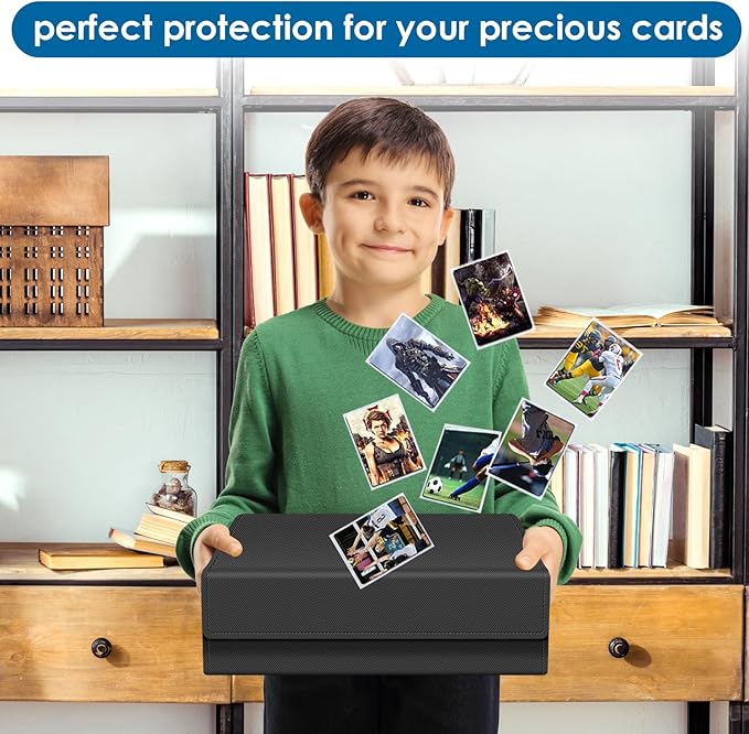 Homthy 1800+ Card Deck Case for Trading Cards, Leather Magnetic Closure Commander Card Storage Box Magic Card Protectors Fit for MTG TCG and Sport Cards