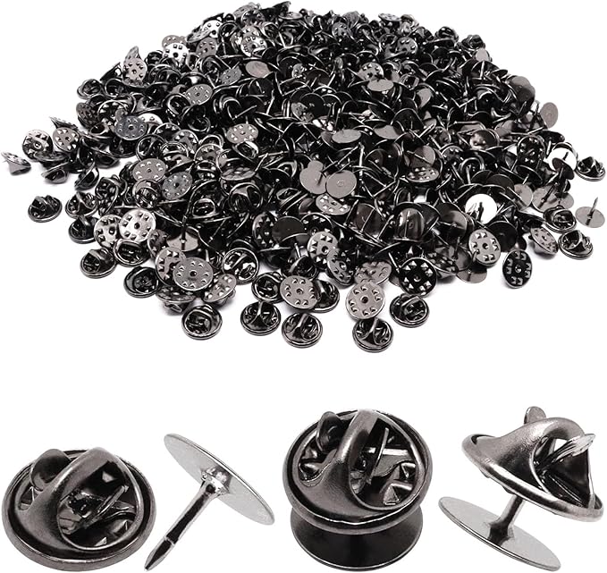 260 Set Pin Backs, Blank Pins Scatter Butterfly Clutch Pin Holder Enamel Pins Locking Backs Tie Tacks Jewelry Backings Clasp for Brooch Lapel Hat Uniform Badges Tie Tack (10mm, Black)