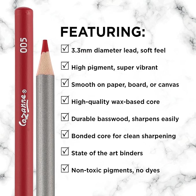 Cezanne Creative Mark Premium Colored Pencils Mars Yellow 6 Pack - Highly-Pigmented Drawing Pencils - Coloring Pencils for Drawing, Blending, Coloring, and More