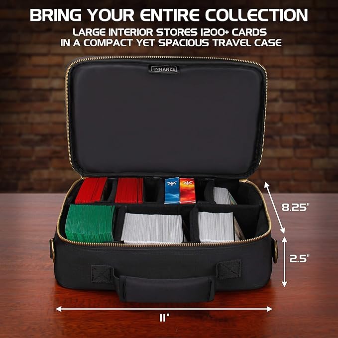 ENHANCE MTG Card Box Storage Case - Deck Holder Card Carrying Case Bag Compatible with Magic MTG Cards , Card Games, Cards Against Humanity - Pencil Loops , Pocket for Dice, & Tokens