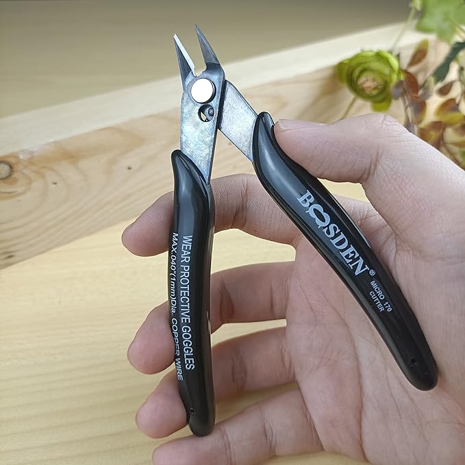 Flush Cut Pliers, 5 Pack, 5 Inch Small Wire Cutters, BOOSDEN 170 Wire Cutters Flush Cutter Pliers, Micro Cutter for Crafts, Models, Zip Ties Snips, Nippers, Electronic