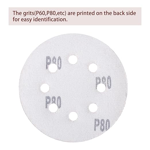 300pcs Sanding Discs Set, 5-Inch 8-Hole Sandpaper, Including 60,80,100,120,150,180,240,320,400,600 Grit for Woodworking or Automotive