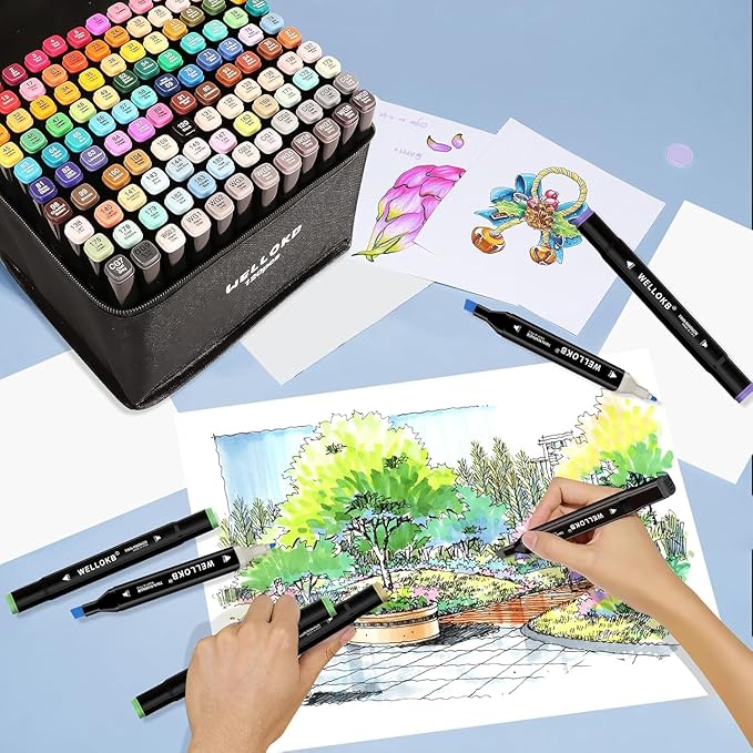 Alcohol Markers, 168 Colors Dual Tip Permanent Art Markers for Drawing,for Kids Adult Coloring, Alcohol, Based Ink Ideal for Book Painting and Card Making