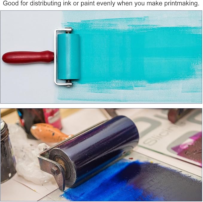 PATIKIL 6 Inch Acrylic Roller Brayer, Clay Rolling Pin Tools with Steel Handle for Wallpaper Printing Printmaking Ink Stamping Tape Construction (Pack of 2)