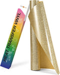 HTVRONT Champagne Glitter HTV Vinyl - 10" x 8ft Light Gold Glitter Heat Transfer Vinyl for T Shirts, Champagne Glitter Iron on Vinyl Compatible with Cricut Cutting Machine (Champagne Gold)