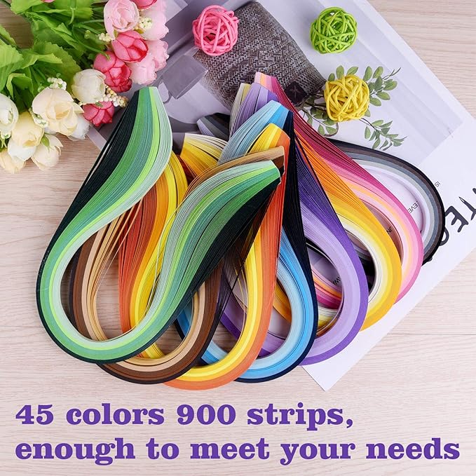 TUPARKA 19 Pcs Paper Quilling Kits 45 Colors 900 Strips Quilling Art Paper DIY Craft