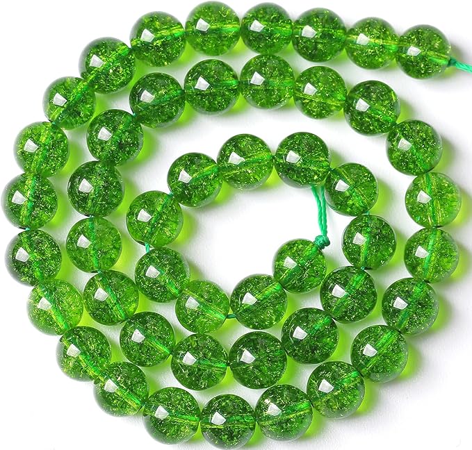 12MM Green Peridot Crystal Quartz Beads Natural Gemstone Beads Round Loose Beads for Jewelry and Bracelets Making 320pcs 15