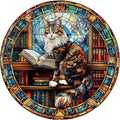 Wooden Puzzles Adults, Maine Cat Library Wooden Puzzles 300 Pieces, Unique Animal Shaped Wood Challenging Jigsaw Puzzles Gifts for Adults, 13.4x13.4in