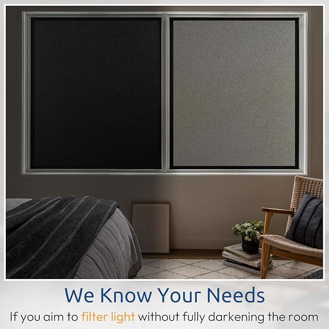 rabbitgoo Privacy Window Film, Static Cling Privacy Film for Glass Windows, Removable Grey Frosted Sun Light Blocking Coverings House Tint for Home Bathroom Garage, Taupe, 29.5 x 78.7 Inches