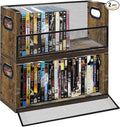 DVD Storage Shelve Blu ray Holder, Set of 2 DVD Racks Hold Up To 56 DVDs (28 Each), Stackable DVD Tower also Used for CDs, Video Game Cases, Vhs Taps, Desktop organizer at Home Or Office