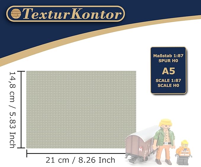 3 Sheets Self-Adhesive Decorative Film Paving Stones and Surfaces for Model Making in Scale 1:87 Scale H0 (UK: 3.5 mm Scale) (Paving Stones with Moss)