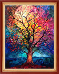 Stamped Cross Stitch Kits - Beach Night Landscape Counted Cross Stitch Kits for Beginners Adults Needlepoint Cross-Stitch Patterns-Moonlight Tree 16x20 inchs