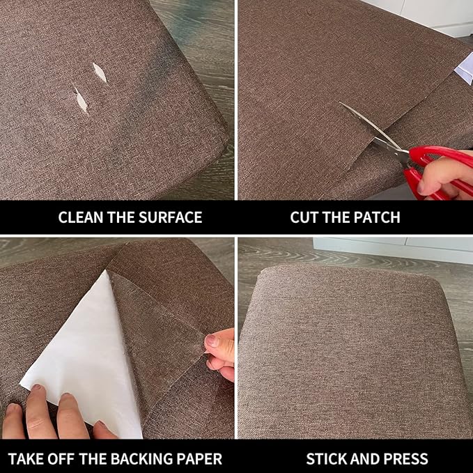 Fabric Repair Patches, 17X158 Inch Linen Repair Tape Self-Adhesive Fabric Patches Durable, DIY Large Linen Tape for Sofa, Couches, Furniture, Chair, Clothing （17X158 Inch, Blue Grey）
