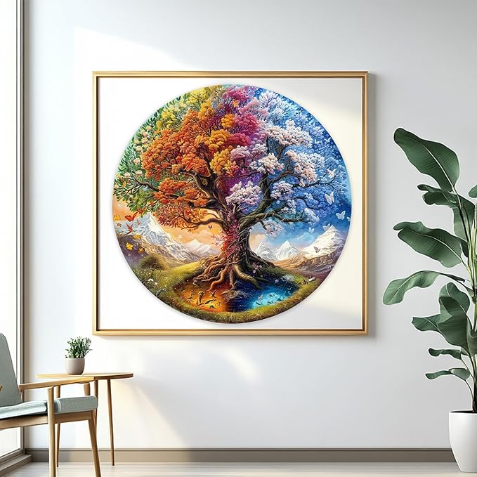 masseruon Round Puzzles for Adults 1000 Pieces-Tree of Life Puzzle-26.6x26.6in Jigsaw Puzzles with HD Matte Finish-Hard Impossible Difficult for Adult-Challenging Gift for Puzzle Lovers