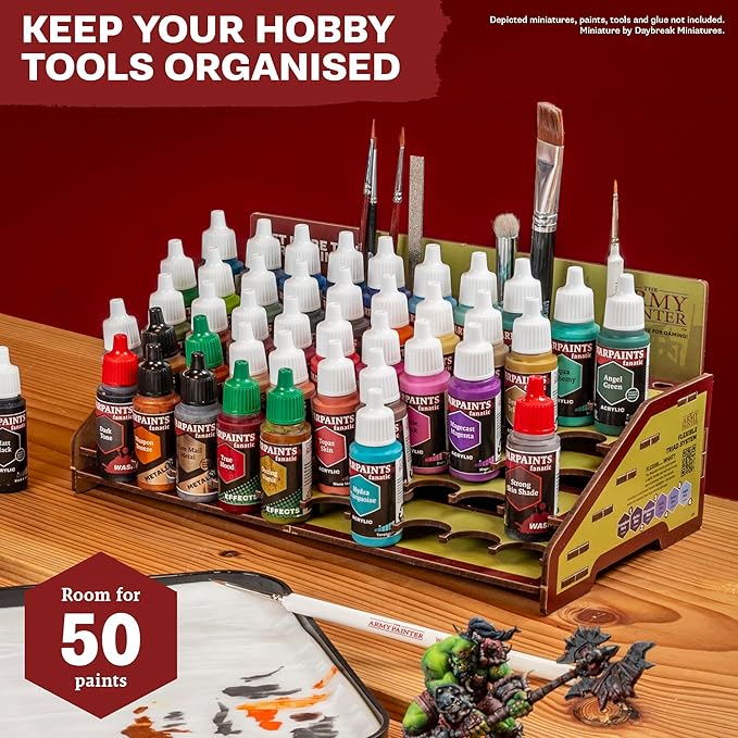 The Army Painter, Paint Station, Storage for 50 Warpaints Fanatic, Speedpaint & Warpaints Air Acrylic Paints, incl. Storage for Brushes and 100 sheets - Rack for Miniature Painting