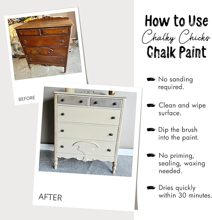 Chalky Chicks All-in-One Chalk Paint for Furniture or Cabinet - 4 Fl Oz - Matte Finish Y Blue (Medium Blue) for Metal, Wood Furniture Paint - No Sanding All-in-One for Home Decor & Crafts, USA Made