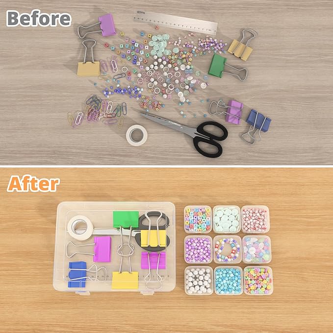 Mathtoxyz Bead Organizer Box, 93Pcs Small Bead Organizers and Storage Plastic Cases Mini Clear Bead Storage Containers Boxes with Hinged Lid and Rectangle for Bracelet Making DIY Jewelry Craft Nail