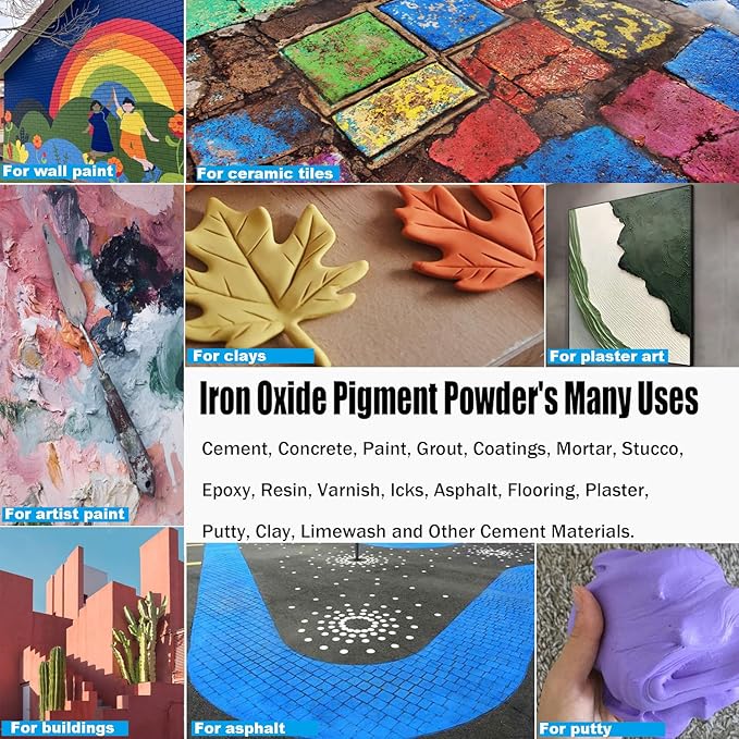Concrete Cement Pigment-0.44lb 200g Red Iron Oxide Pigment Powder, Concrete Cement Dye Color Pigment for Brick, Tile, Clay, Lime, Mortar, Grout, Plaster, Paint, Bath Bombs(Red,0.44lb)