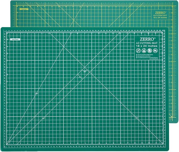 ZERRO Cutting Mat 18" x 24" Self Healing Professional Double Sided Sewing Rotary Mat Thick 5-Layer with Imperial/Metric (A2)