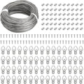 Blisstime Picture Hanging Kit - 100 Feet Braided Hanging Wire, 60 Pcs D Ring Picture Hangers with Screws and 60 Pcs Aluminum Crimping Loop Sleeve for Canvas Paintings, Photo Frames
