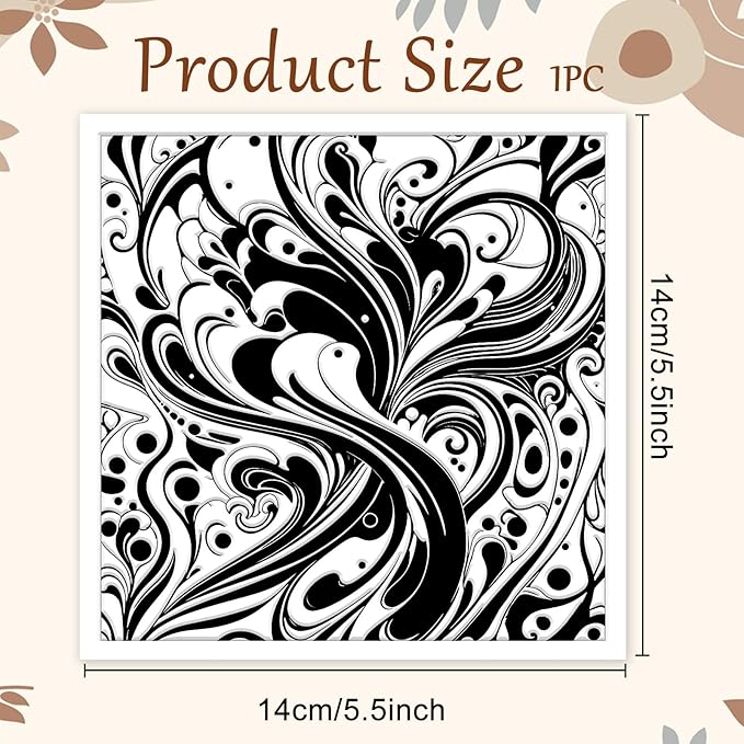 CHGCRAFT Artistic Pattern Polymer Clay Texture Sheets Fumes Silicone Stamp Water Flow Clay Texture Mat Modeling Pattern Pad for Jewelry and Clay Earrings Tools, 5.5x5.5 inch