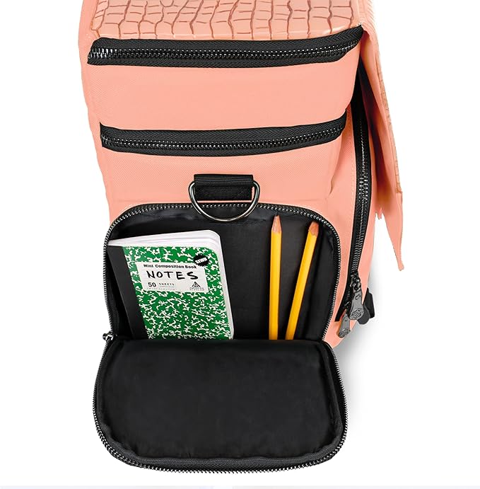 ENHANCE Collector's Edition RPG Adventurer's DnD Bag - Dragon Hide Exterior Travel RPG Bag with Tabletop Miniatures Storage Vault, Mat Holder, DnD Dice & Token Pockets, Fits 4-8 Books (Dragon Pink)