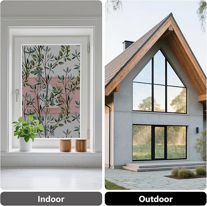 NINETREX One Way Window Privacy Film, Daytime Privacy Static Cling Sun Blocking Anti UV Reflective Window Tint for Home and Office 23.6 x 157.4 inches, Black Silver Leaf