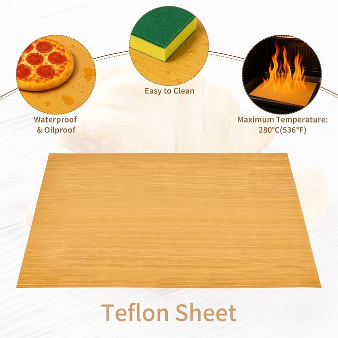 Teflon Sheets for Heat Press - 8 Pcs 16 in x 12 in Reusable and Non-Stick Teflon Paper with 8 Rolls Waterproof and Oilproof Heat Resistant Tape, No Residue with High Insulation for Printing
