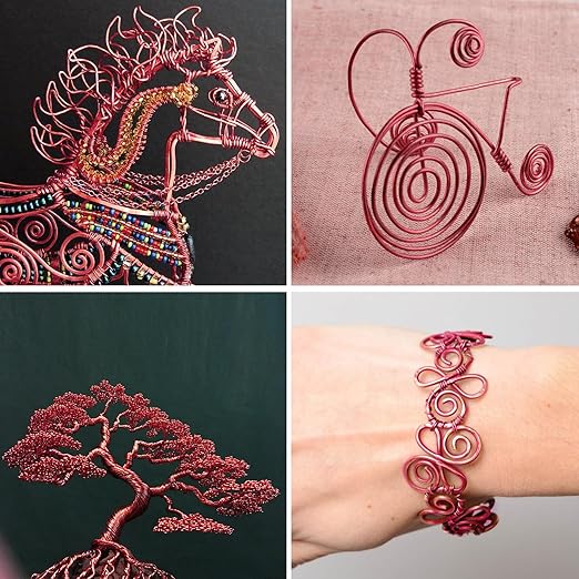 Aluminum Craft Wire, 95 Feet 2.0mm/ 14 Gauge Red Bendable Soft Metal Aluminum Wire Roll Bulk for DIY Crafts Sculpting Jewelry Making