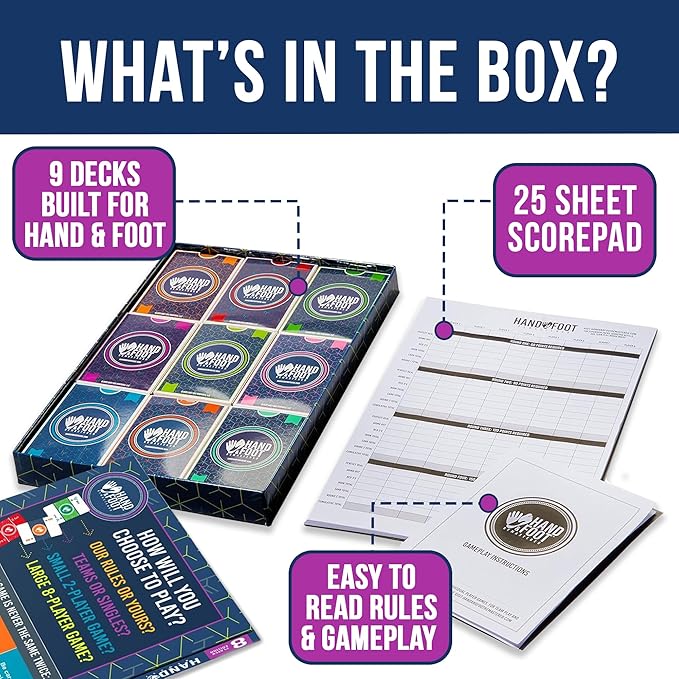 Hand & Foot Remastered 8 Player Edition – Card Game for Adults & Families