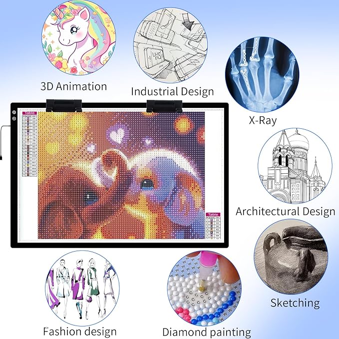 Luxjoyful A1 Extra Large Light Board for Diamond Painting,LED Rechargeable Light Pad with Built-in 6000mAh Battery,3 Color Stepless Dimming,Light Box for Tracing,Diamond Painting,Drawing,Vinyl Weeding