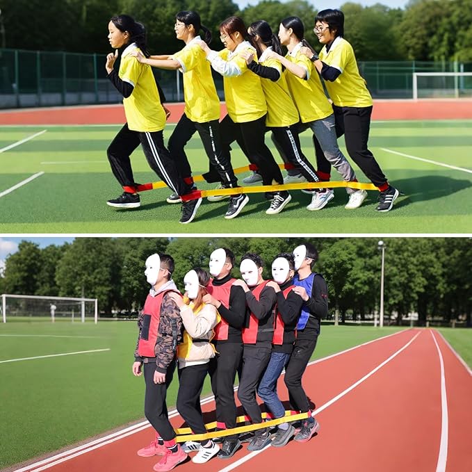 Sonyabecca Cooperative Band Walker 5-Legged Race Band Set Game Teamwork Training for Children Adult, 6-Legged Race Band 2 Sets 5-Legged Race Band