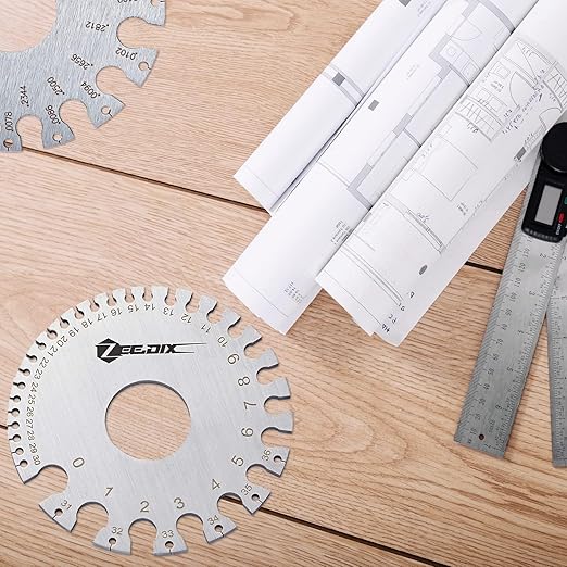 ZeeDix Standard Dual-Sided Round Wire Cable Sheet Gage- Stainless Steel Metal Wire Gage Measurement Tool Wire Measuring Ruler Diameter Tool