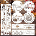 14 Pieces Fall Stencils for Painting on Wood Reusable Hello Pumpkin Stencil Plastic Hello Fall Drawing Templates for Wood Porch Sign Canvas Crafts (14 Porch Fall)