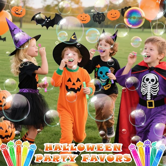 300 Piece Halloween Party Favor Bubbles, Halloween Bubble Wands Bulk for Kids Party Favor Supplies, Trick or Treat Goodie Bags, School Classroom Game Rewards, Halloween Miniatures