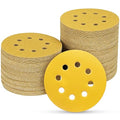 100PCS 5 Inch 8 Hole Sanding Discs 320 Grit,Gold Round Hook and Loop Sandpaper for Random Orbital Sander