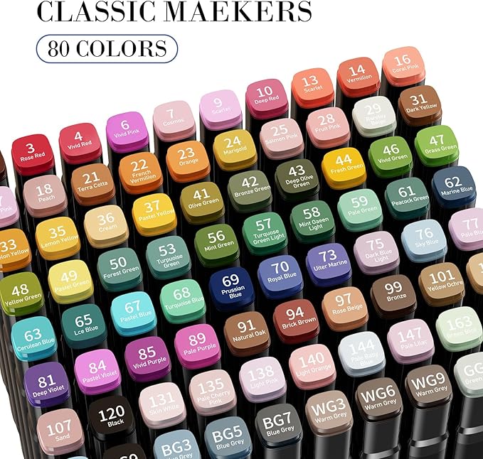 Alcohol Markers, 60 Colors Dual Tip Permanent Art Markers for Drawing,for Kids Adult Coloring, Alcohol, Based Ink Ideal for Book Painting and Card Making