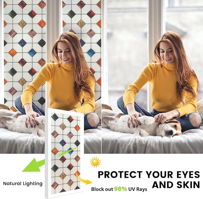 DKTIE Window Privacy Film Frosted Glass Static Cling UV Sun Blocking Heat Control Window Tint Day and Night Insulation Home Bathroom Door Decorative (S533, 29.5in X 118.1in)