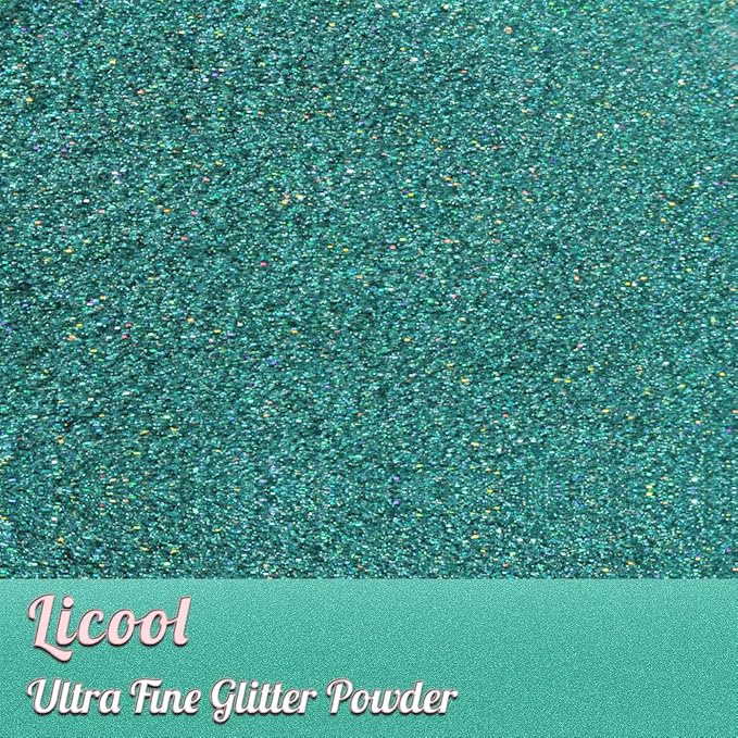 Holographic Fine Glitter, 100g Craft Glitter for Epoxy Resin, Iridescent Sequins, Loose Glitter for Face Body Hair Eye, Makeup Cosmetic Glitter for Nails Festival Decoration (Laser Greenish Blue)