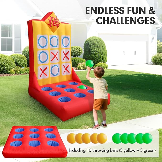Inflatable Carnival Game with Built-in Blower, Portable Fun Toss Game for Backyard, Outdoor Carnival & Party