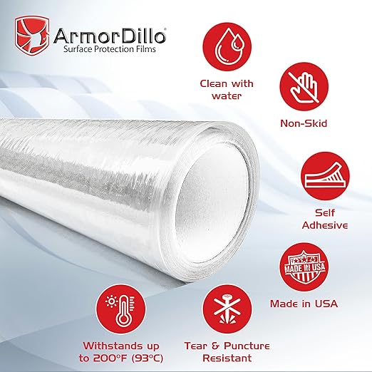 ArmorDillo Clear Full 3mil Self- Adhesive Paint Booth Protective Film Wall Masking Film Self-Adhesive, Easy-Start, 36" x 200 ft. Washable, Asteroid-Proof...Probably