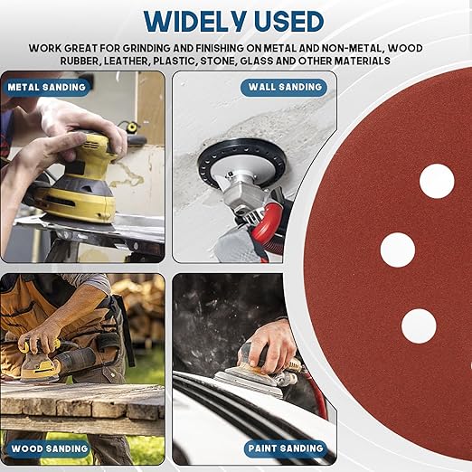 5 Inch 8 Hole Sanding Discs, 150 PCS 400 Grit Hook and Loop Sandpaper, Round Aluminum Oxide Sand Paper Discs for Random Orbital Sander