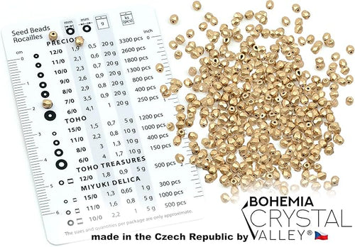 0.88oz (600+ pcs) Faceted Fire Polished Pressed Czech Glass Beads 3mm (0.12in), Aztec Pale Gold - 01710