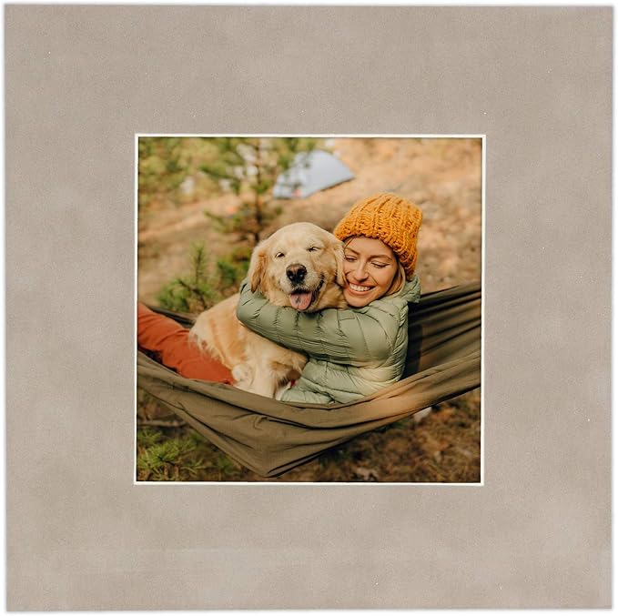 8x10 Mat Bevel Cut for 5.5x8.5 Photos - Acid Free Light Grey Suede Precut Matboard - For Pictures, Photos, Framing - 4-ply Thickness